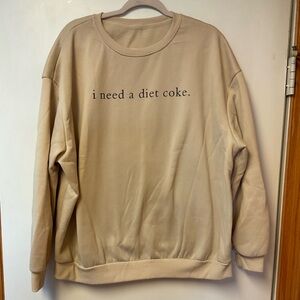 Diet Coke Beige Sweatshirt with Fun Slogan